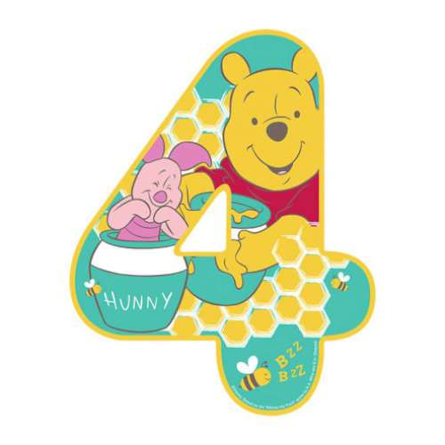 Winnie The Pooh Number 4 Edible Icing Image - Click Image to Close